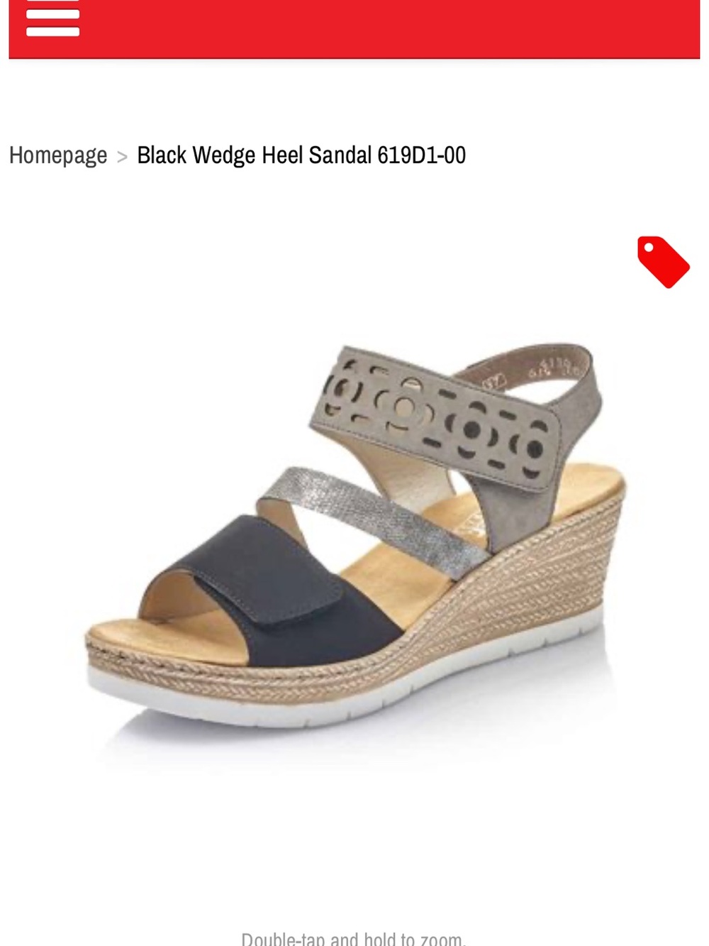 Rieker Black, Gray and Silver Wedge Sandal